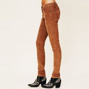 Free People Tan/Brown Crushed Corduroy Skinnies